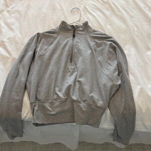 Lululemon Women's Light Gray Cropped Zip-Up Pullover